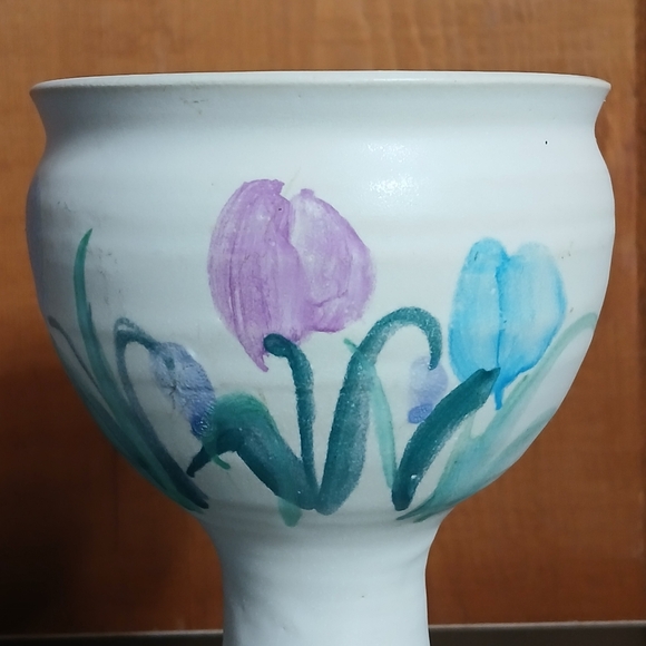 Flo Greig Studio Art Pottery Floral Chalice Goblet Cup New Brunswick Canada - Picture 6 of 7